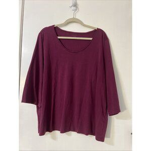 Eileen Fisher Women’s Purple 3/4 Sleeve Tunic Top Plus Size 3X Organic Cotton